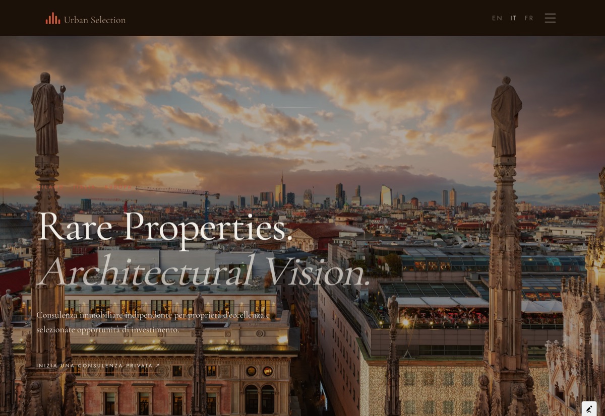 Sito realizzato per Urban Selection, versione desktop